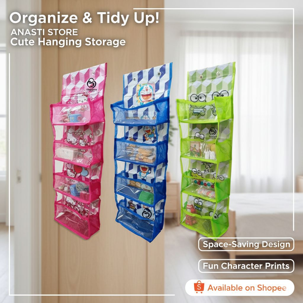 Rak aksesoris kosmetik make up acc rak gantung dinding 4 susun full plastik