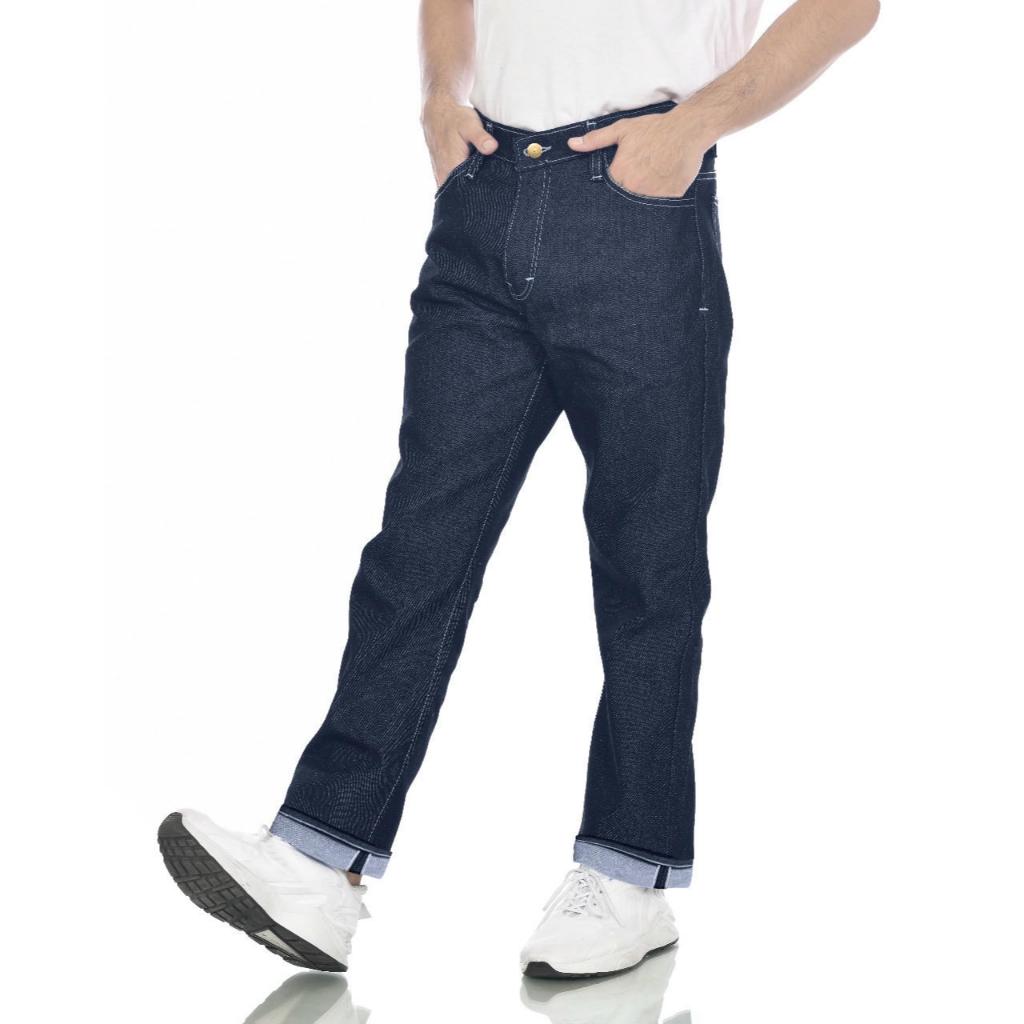 SimplyGoods Celana Jeans Panjang Pria Raw Denim Selvedge / X Urban Absolute Celana jeans biru tua / 