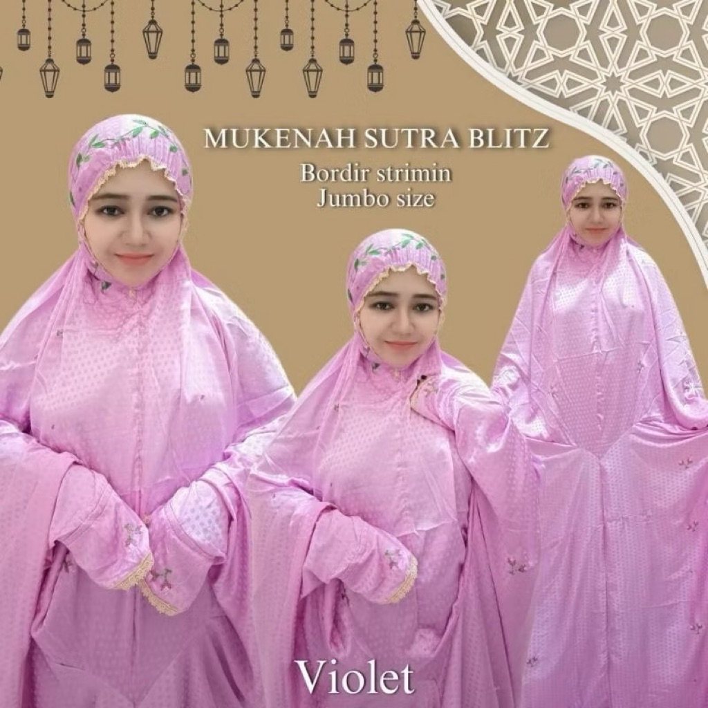 Mukena Terusan sutra blitz strimin warna