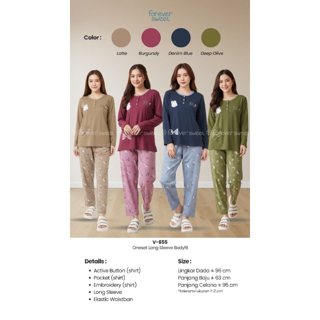 FOREVER SWEET Setelan Babydoll Celana Panjang Bodyfit