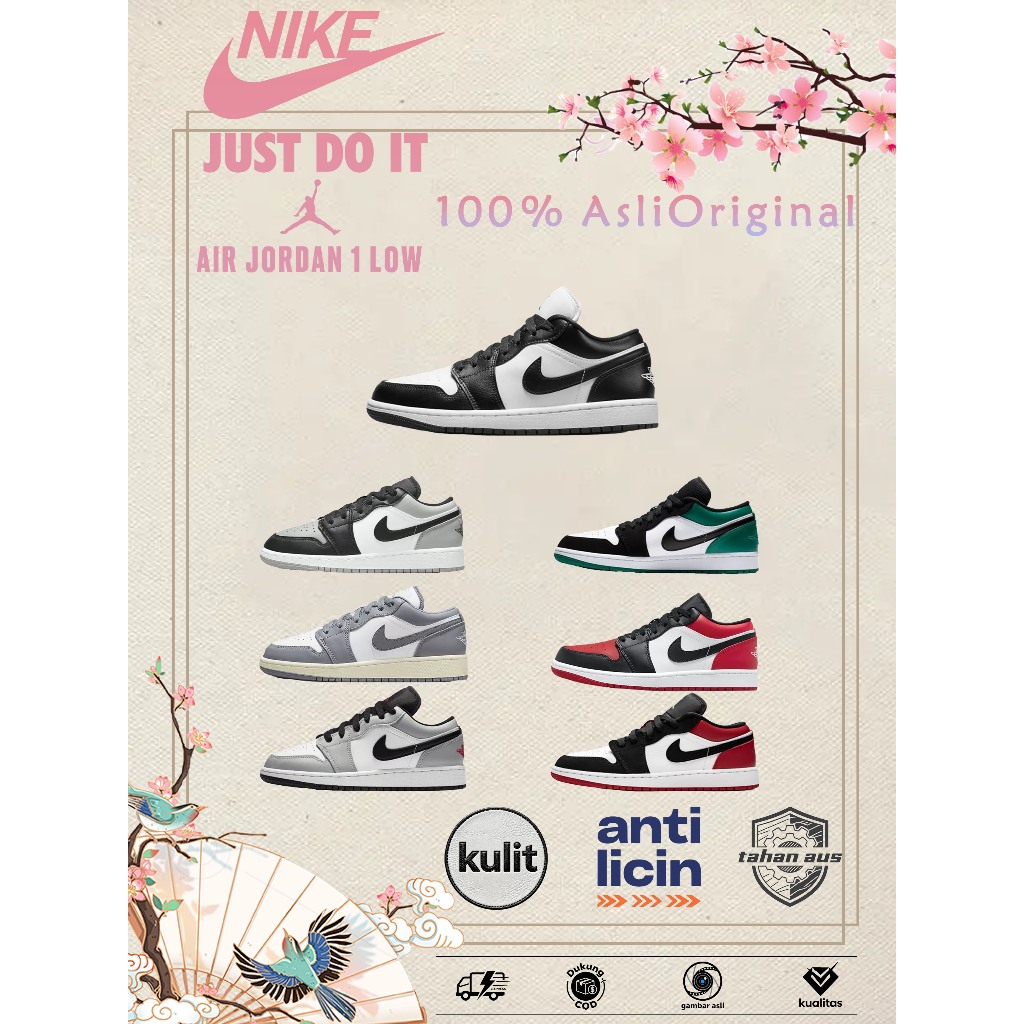 Promo Garage Sale Sepatu Basket Low-Top AIR JORDAN 1 LOW Asli, Cocok untuk Pria dan Wanita, Tersedia