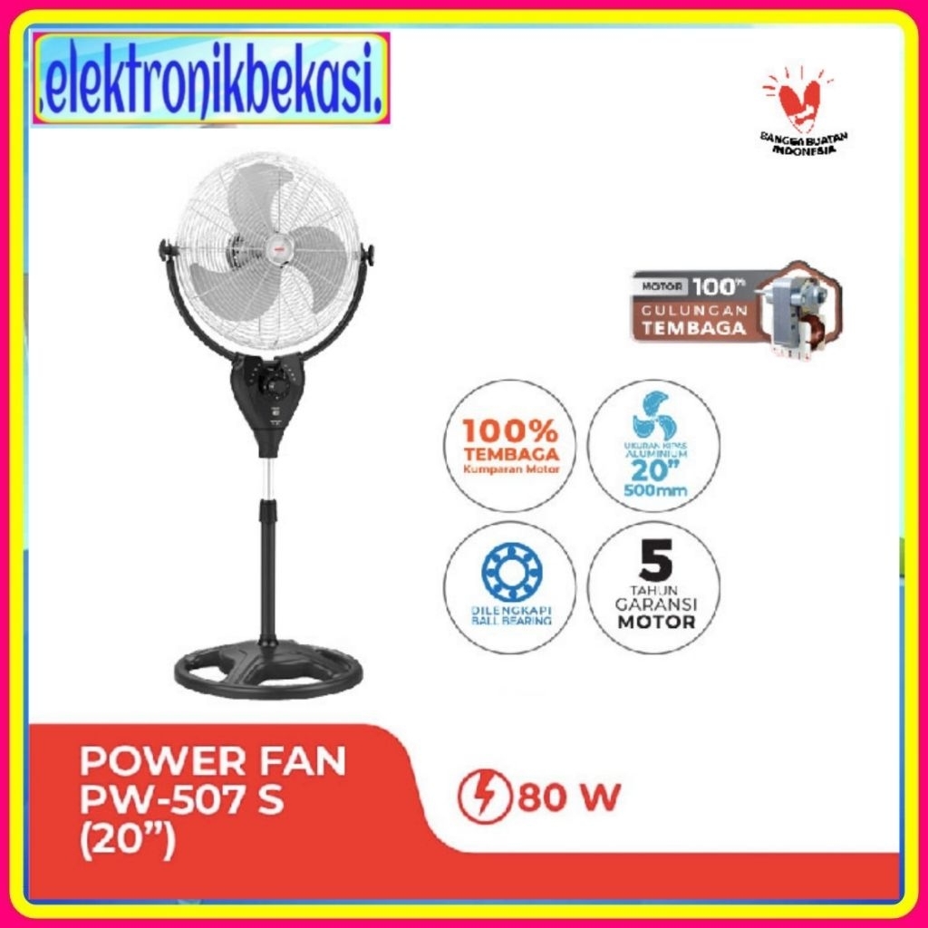 KIPAS ANGIN BERDIRI MASPION PW 507 / STAND FAN MASPION PW 507 / KIPAS ANGIN MASPION 20 INCH PW507