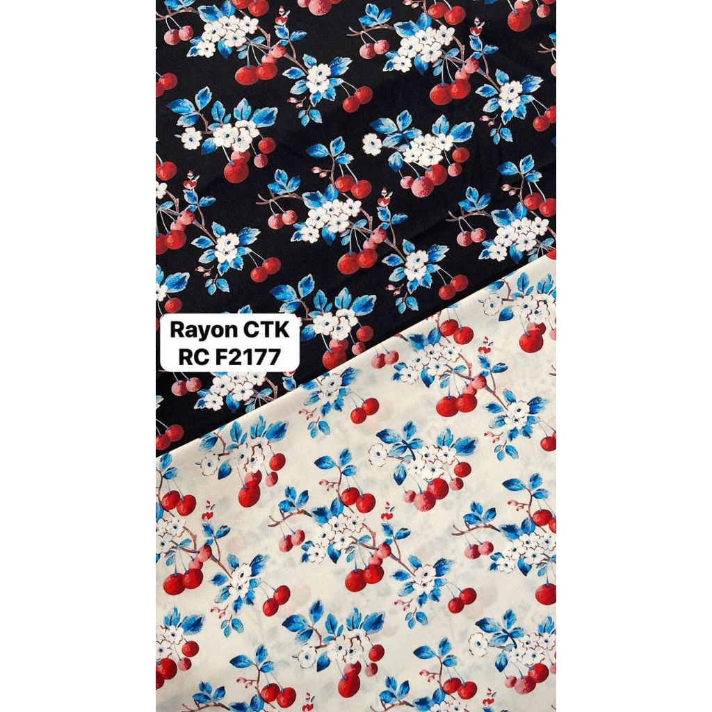 Kain Katun Rayon Viscose Motif Bunga Kecil Premium (0,5 Meter)