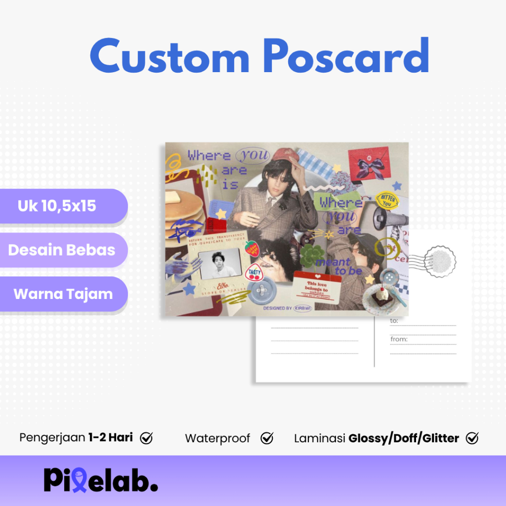 CUSTOM CETAK POSTCARD FULL LAMINASI | KARTU POST CUSTOM K-POP