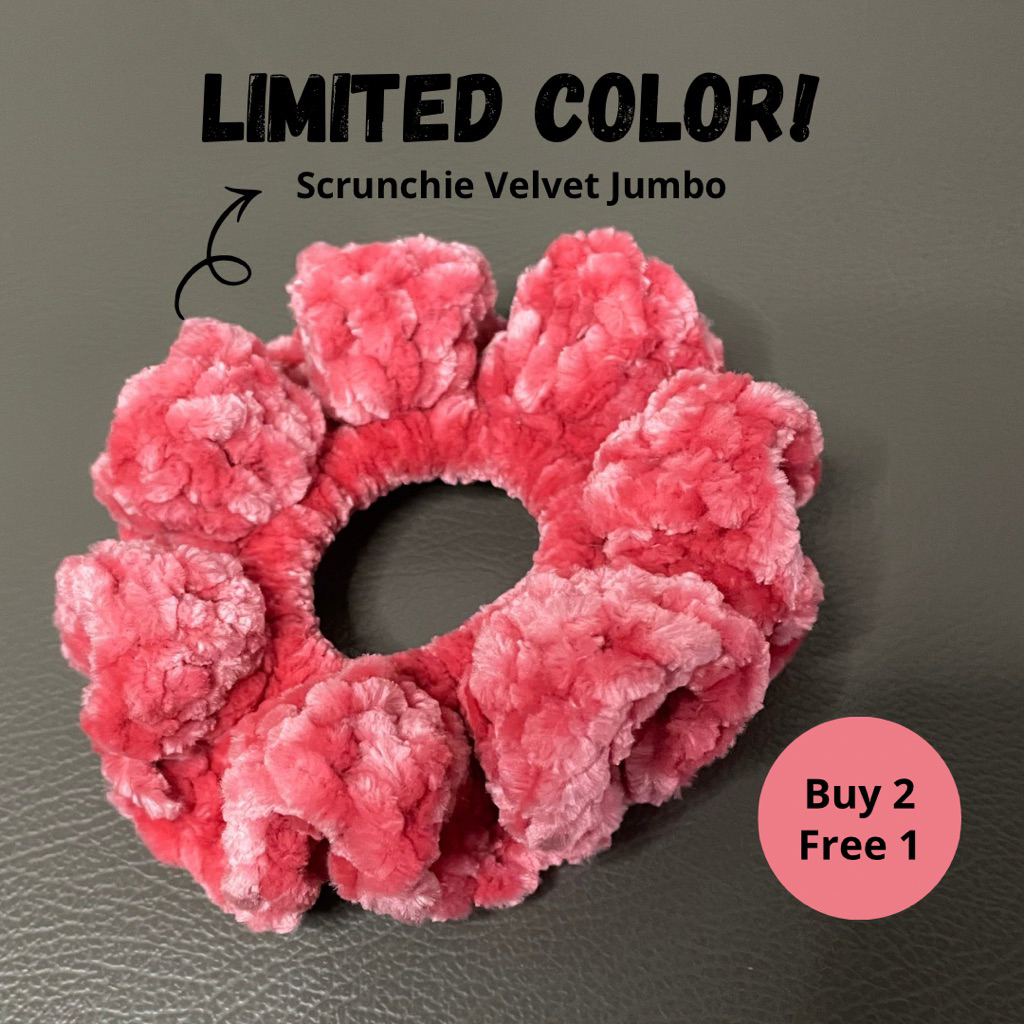 Ikat Rambut Wanita Scrunchie Jumbo Handmade Bludru