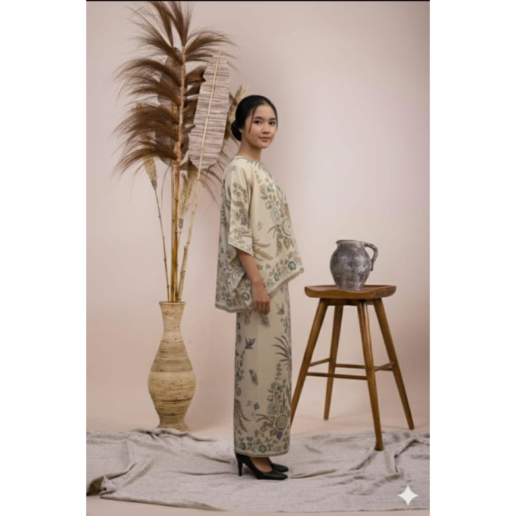 set batik dobby halus wanita / blus rok model baju bodo