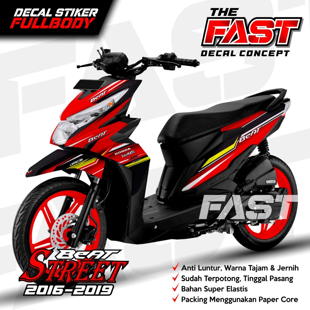 Stiker Dekal BeAT Street 2016-2019 motif Fullbody Striping BeAT Street racing Anti Pudar