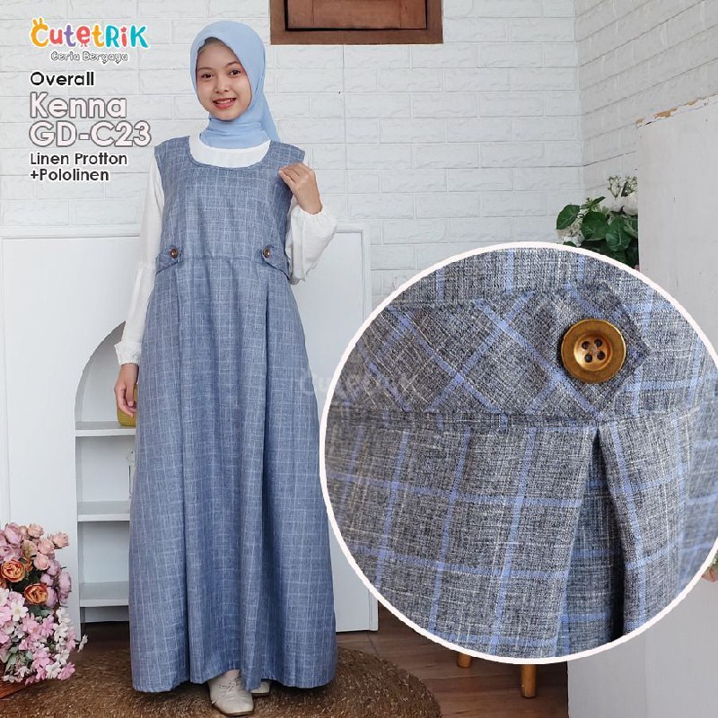 Gamis Overall Anak Set Tunik jumsuit Anak Perempuan Korean Style Cutetrik Terbaru