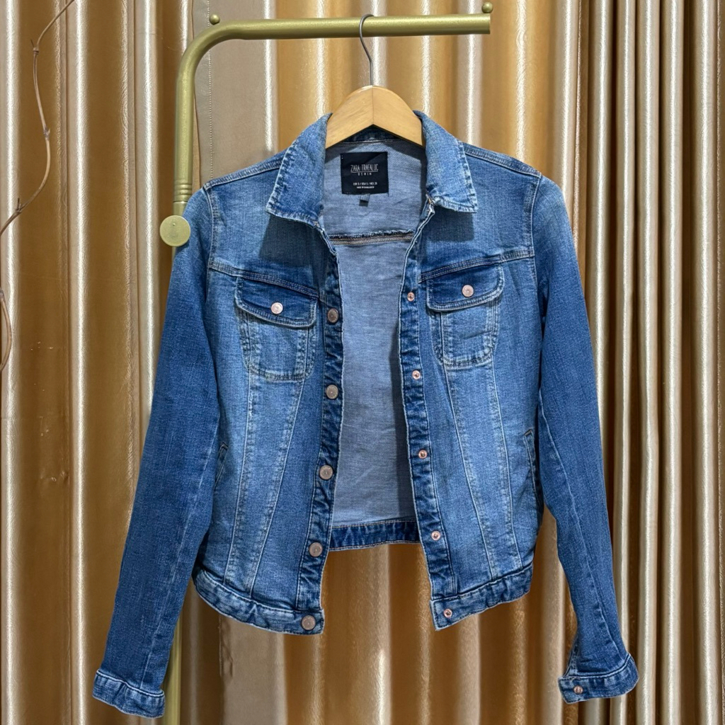 jaket blue jeans jacket wanita zr zara trafaluc pl pre lov love pribadi