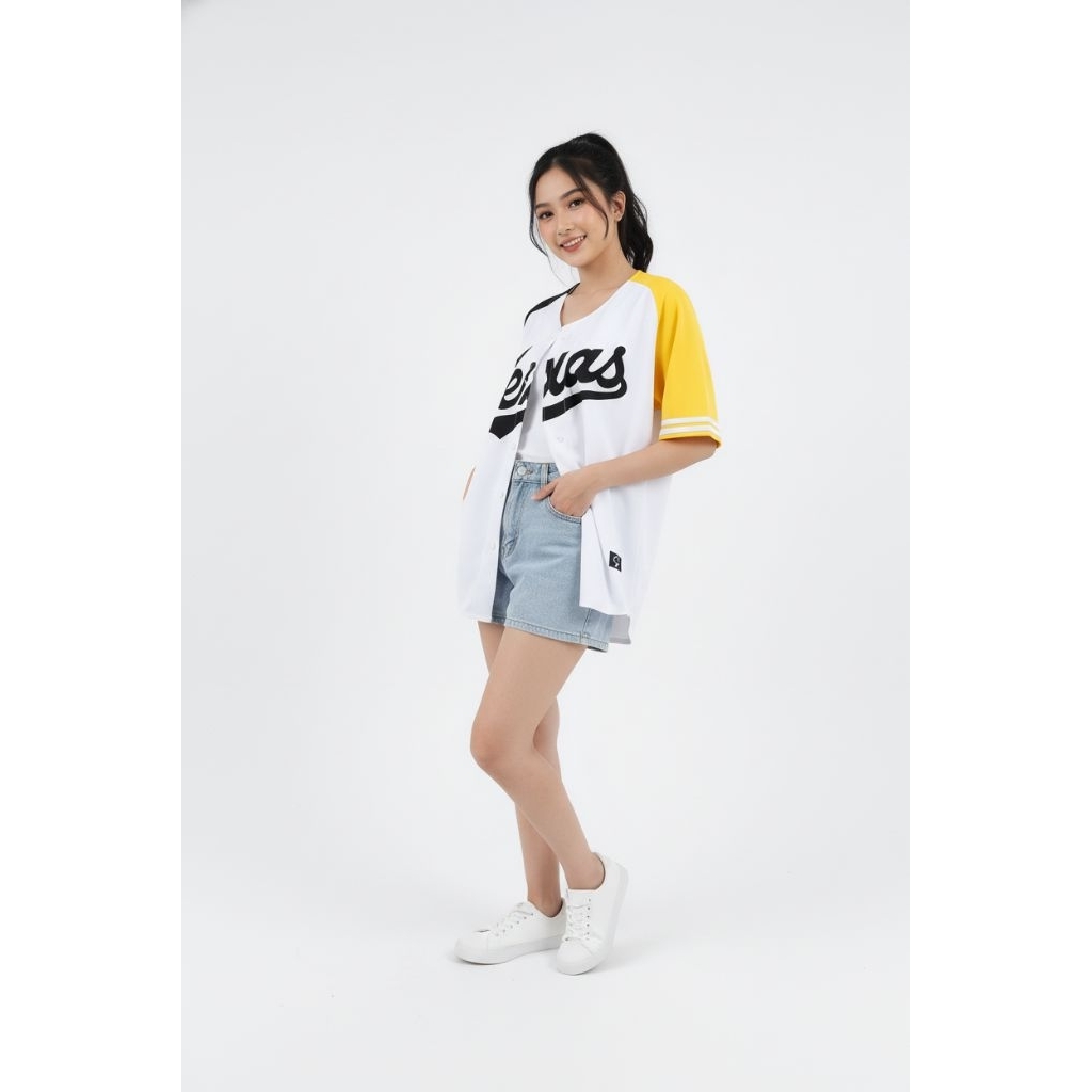 Baju Baseball Jersey Baseball Unisex Texas Kuning