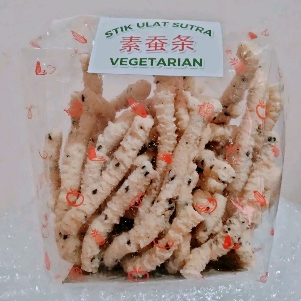 Makanan Vegetarian / Stik Ulat Sutra Vegetarian / Snack Vegetarian / Ulat Sutera