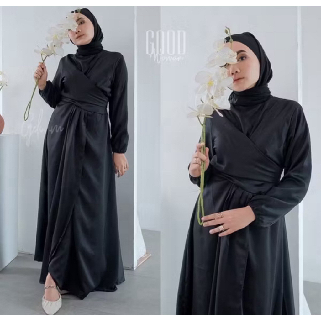 PL Gamis/Dres/Gaun Lux Polos bahan satin