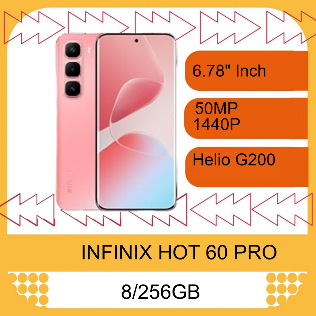 INFINIX HOT 60 PRO RAM 8/256GB, 8/128GB - GARANSI RESMI - FREE AKSESORIS - HANDPHONE - SMARTPHONE