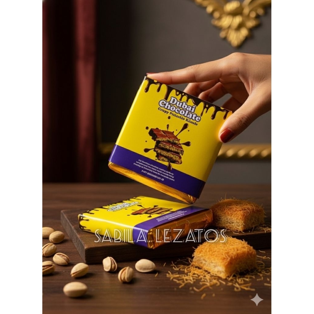 Coklat dubai original 100% asli arab kemasan 130gr, coklat dubai mini kemasan ±85gram / coklat dubai
