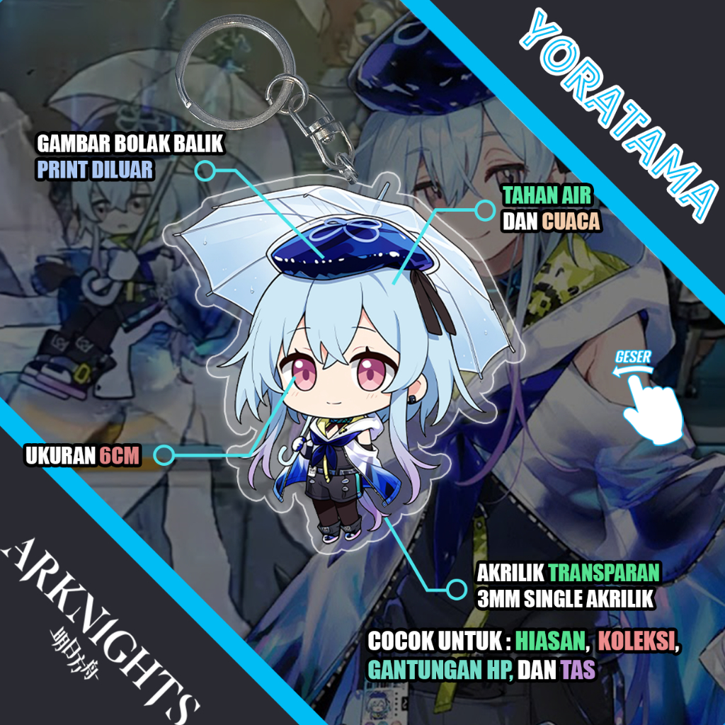 Gantungan Kunci Mizuki Arknights, Keychain Anime Lucu