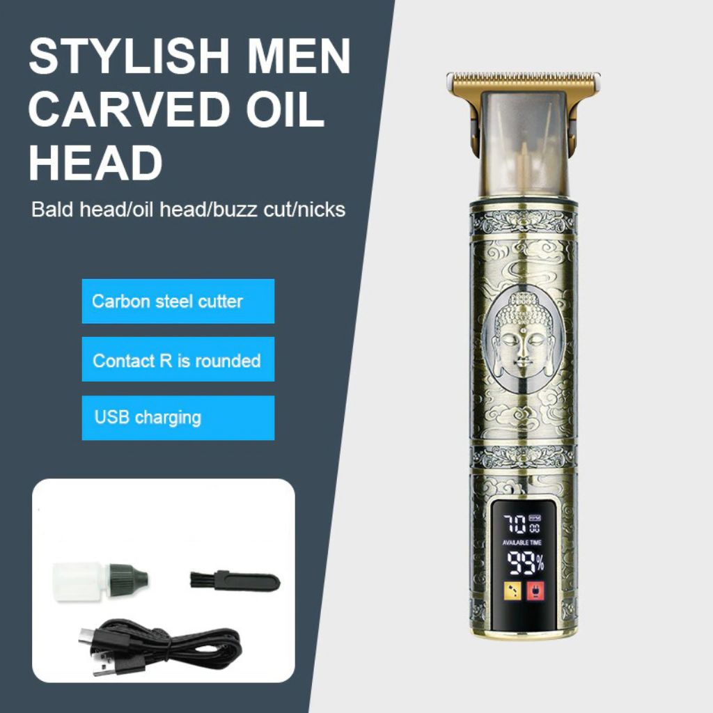 Alat Cukur Rambut Elektrik Hair Clipper Trimmer Model Buddha - T9 - Golden