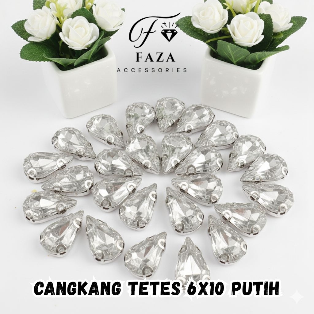 [25 Pcs] Cangkang Tetes 6x10 Putih / Diamond Cangkang / Payet Cangkang / Mute Cangkang / Cangkang Te