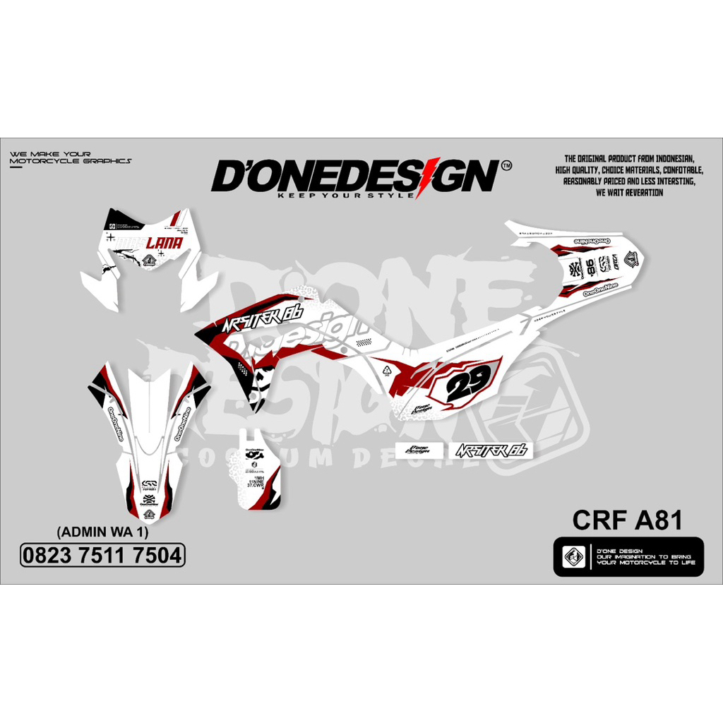 decal crf 150 kombinasi merah chrome