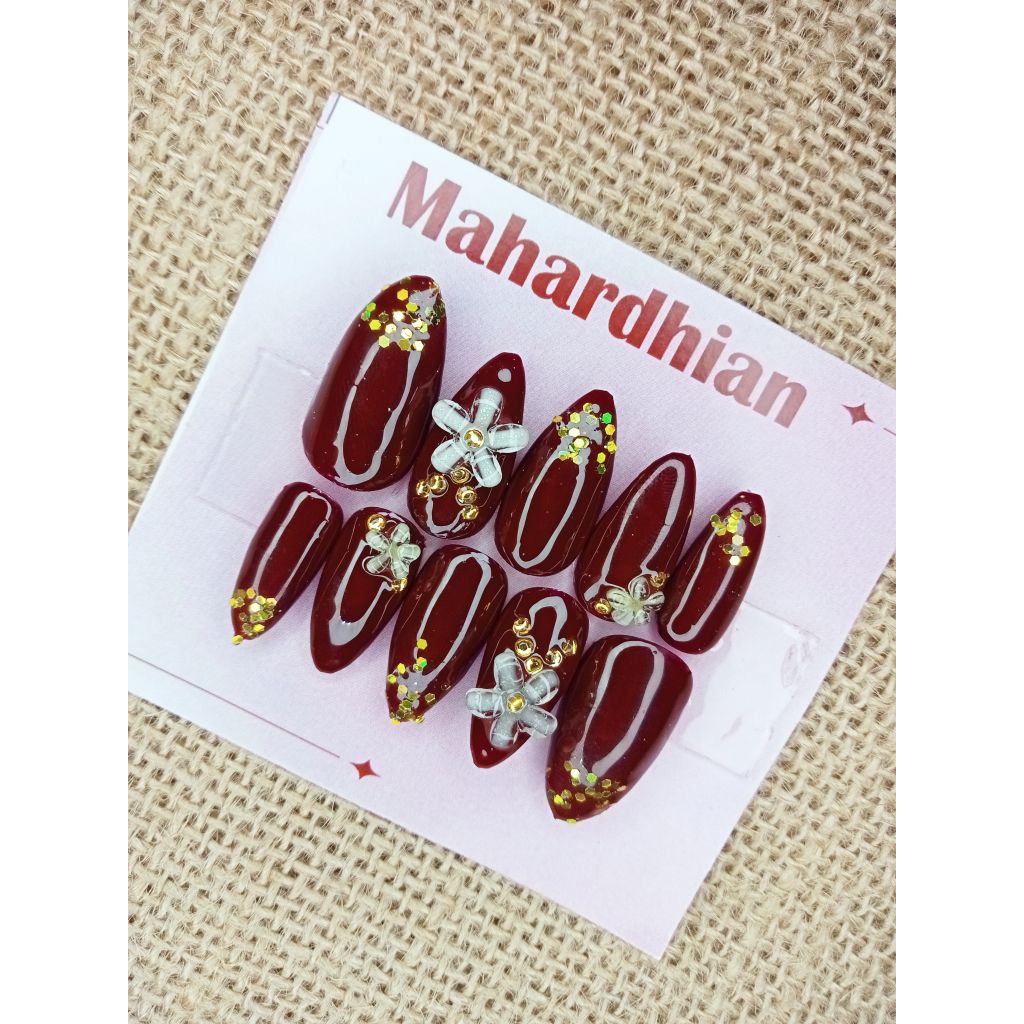 kuku palsu wedding / kuku maroon / kuku palsu wisuda // kuku palsu maroon / kuku palsu murah // kuku