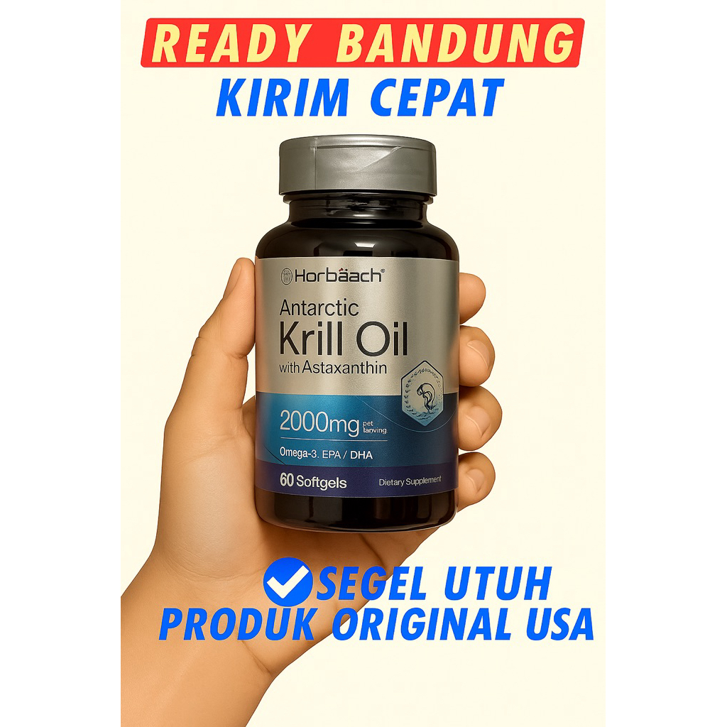 Horbaach Antarctic Krill Oil 2000mg 60 Softgels Original Import USA Ready Bandung