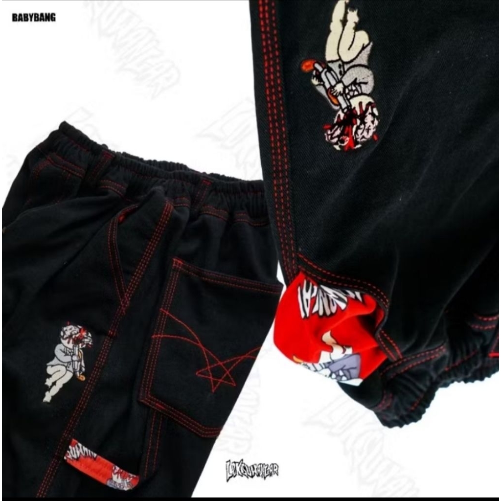 baggy pants babybang black & softblue