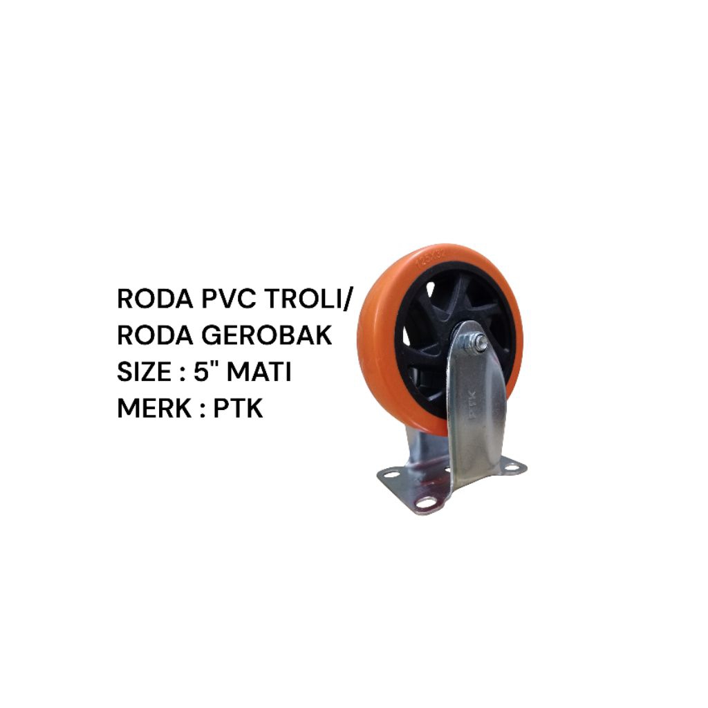 PTK ORANGE PVC Roda PVC PU Troly Troli 5inch MATI orange caster PTK