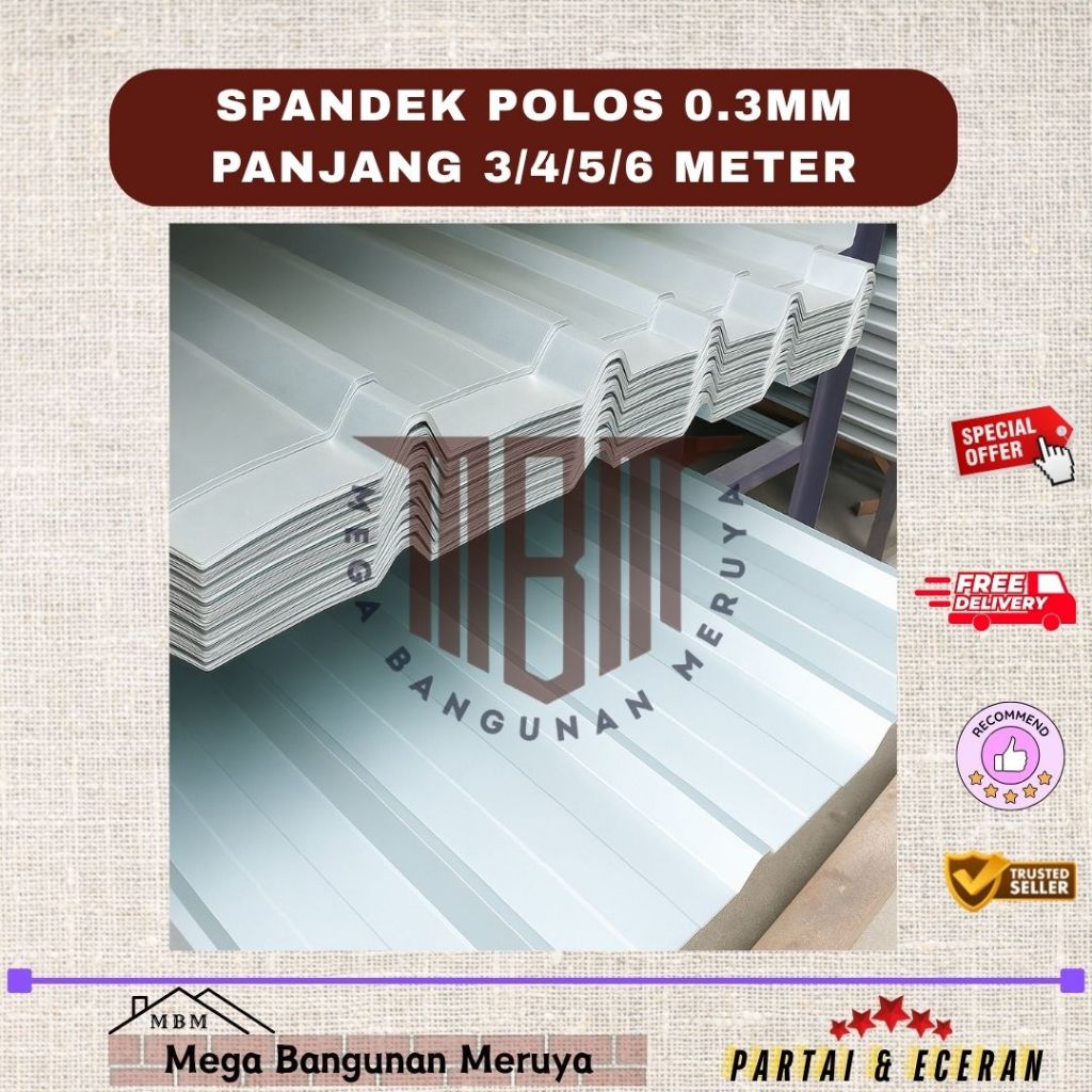 SPANDEK POLOS 0.3MM PANJANG 3/4/5/6 METER
