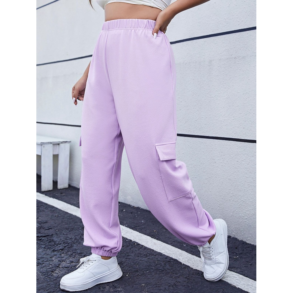 preloved celana joger cargo pants lilac