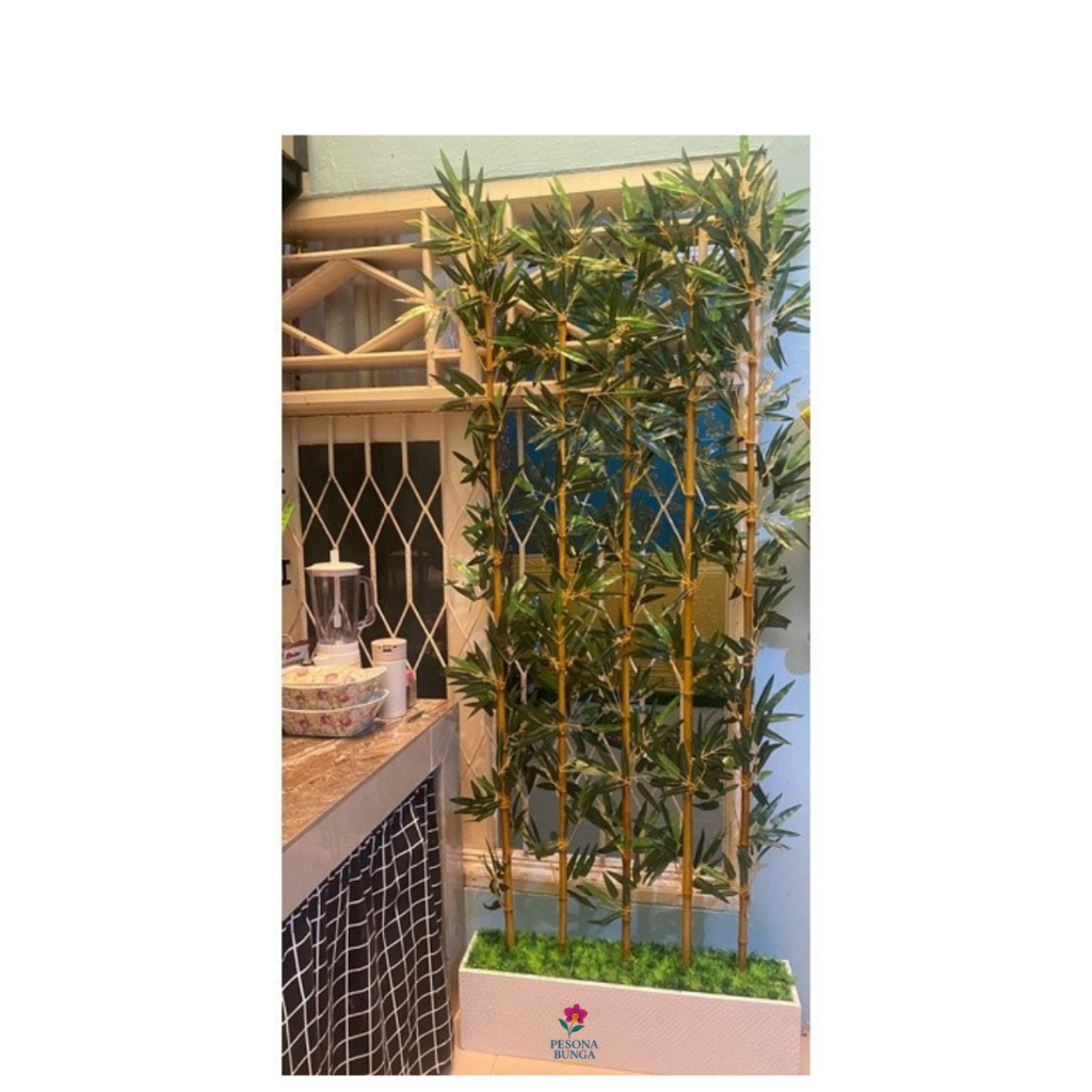 bambu partisi tinggi 170cm- pot partisi- bambu partisi plastik artificial sekat ruangan hiasan sekat