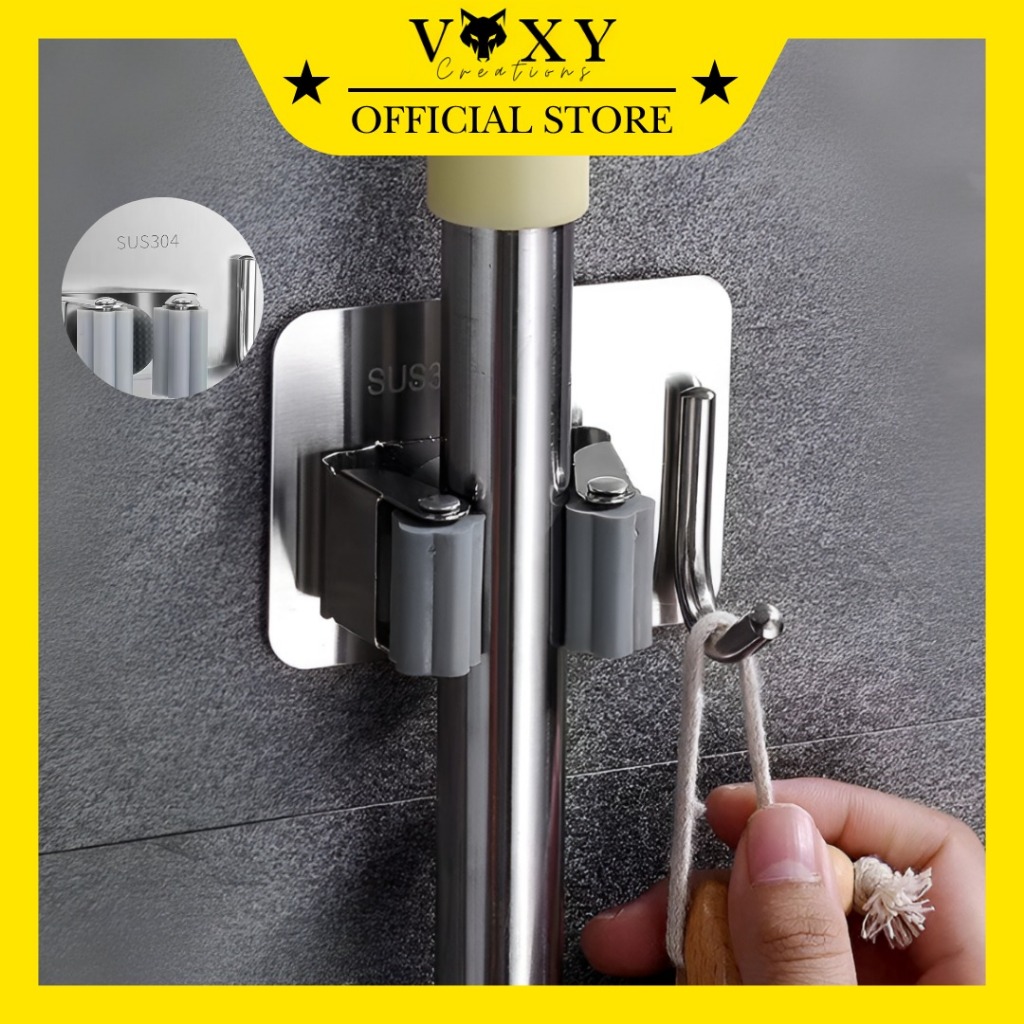 Gantungan Mop & Sapu Stainless Steel SUS 304 / Gantungan sapu pel / hook holder stainless 304
