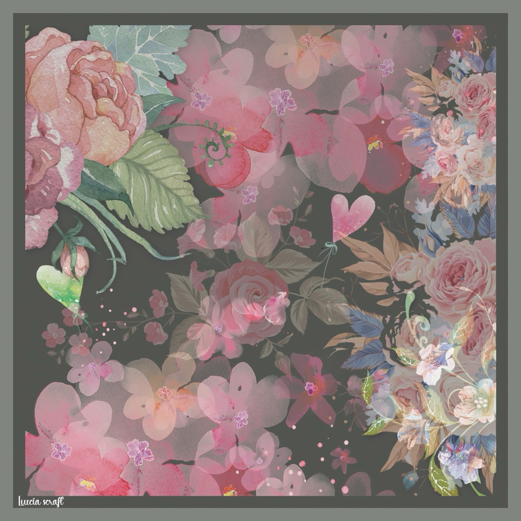 Jilbab motif segiempat size 120x120 130x130 motif bunga bunga