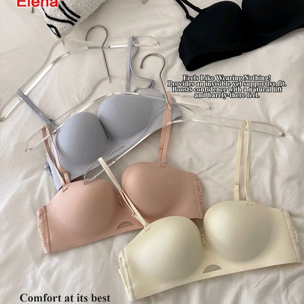 Elena Push Up Strapless Bra Tanpa Kawat Cup B Half Cup Busa Tebal E 292144 - 34B-38B - Kait 3 Seteng