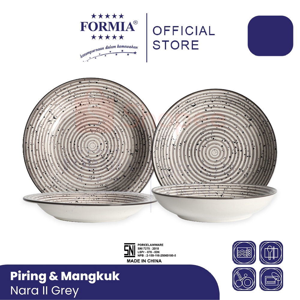 Formia Piring Mangkuk Keramik Nara II Grey Series