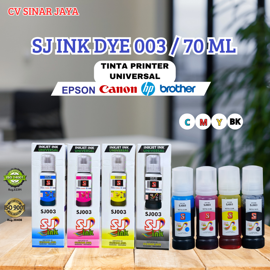 Tinta Printer Cair DYE SJ Ink Refill 70 ml type 003  All Series Epson Canon HP Brother -  Print Foto