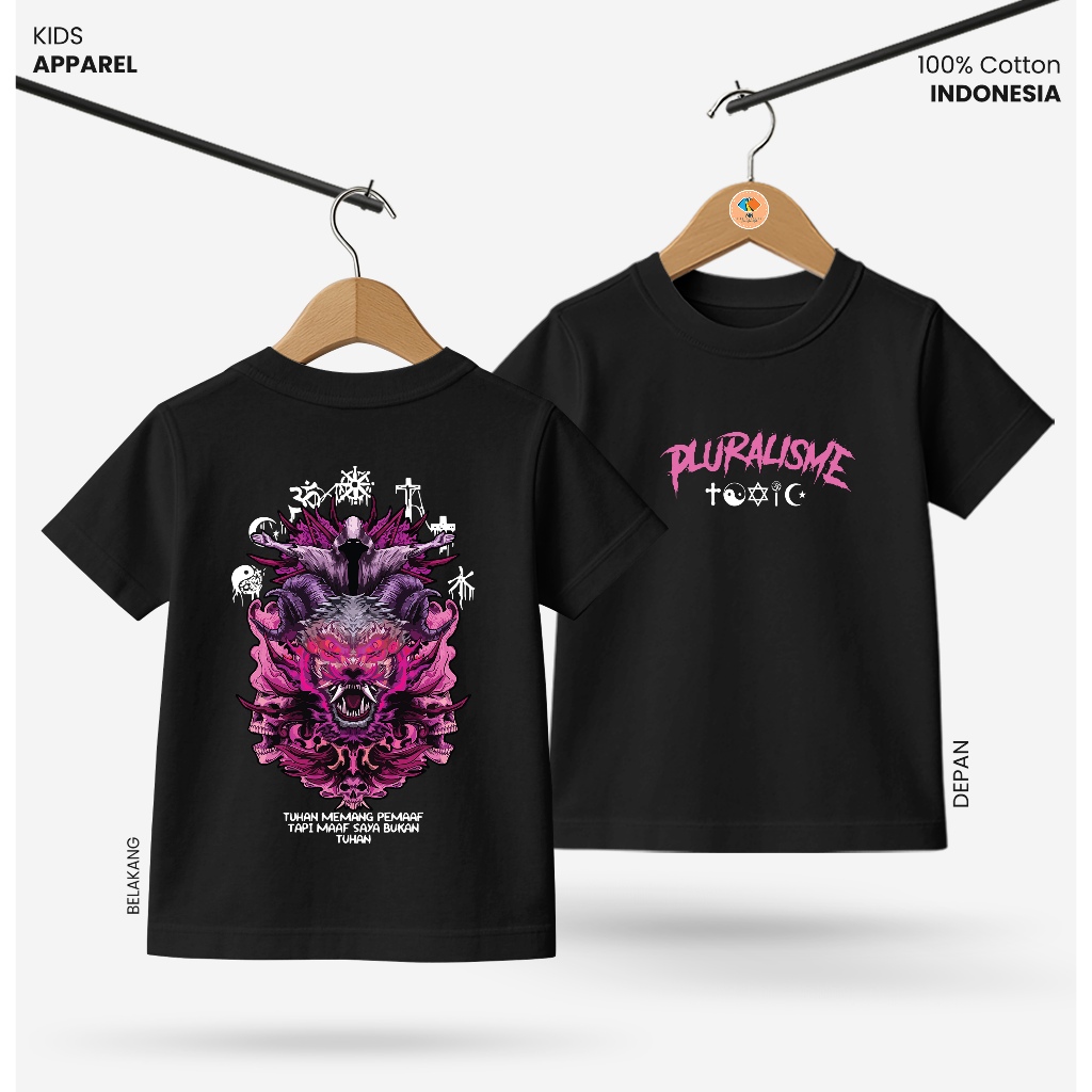 Baju Kaos Distro Anak Laki Laki Depan Belakang Keren Usia 3 - 10 Tahun - Kidswear Motif Pluralisme H