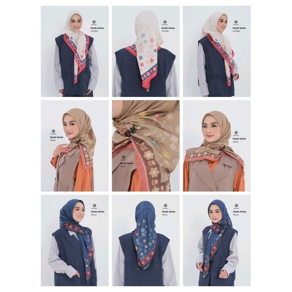 TERBARU HIJAB DEENAY HAYFA SERIES ( VANILLA OLIVE NAVY )