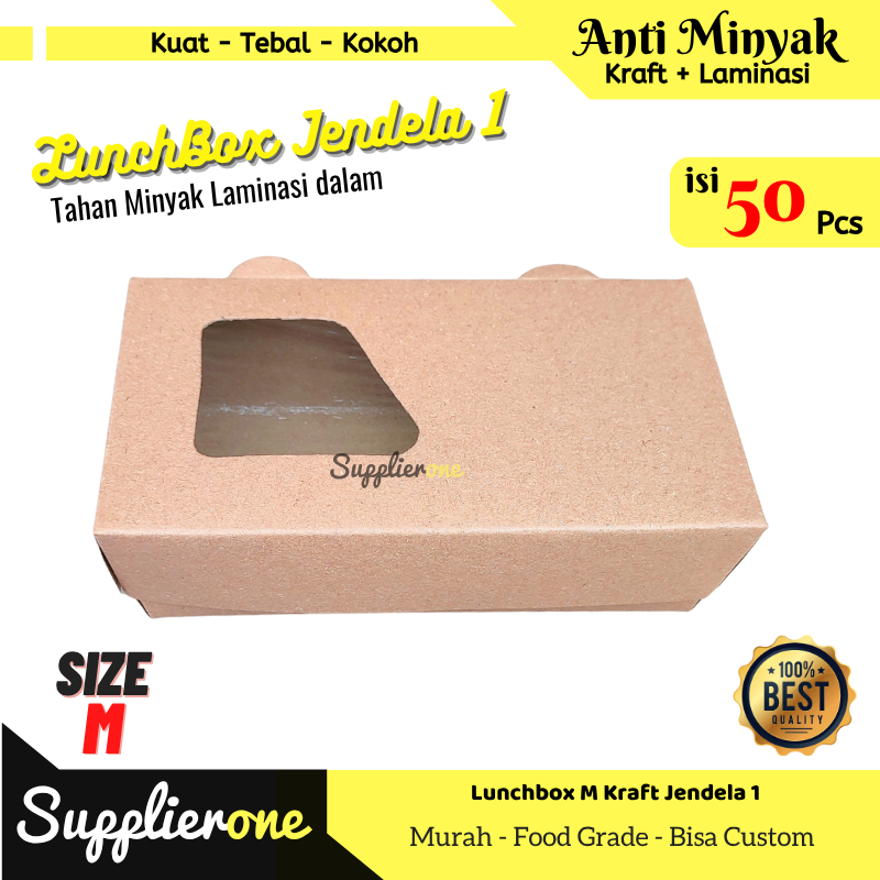 Lunch Box Paper isi 50 / Paper Lunch Box / Lunch Box Jendela / Lunch Box Window / Box Nasi