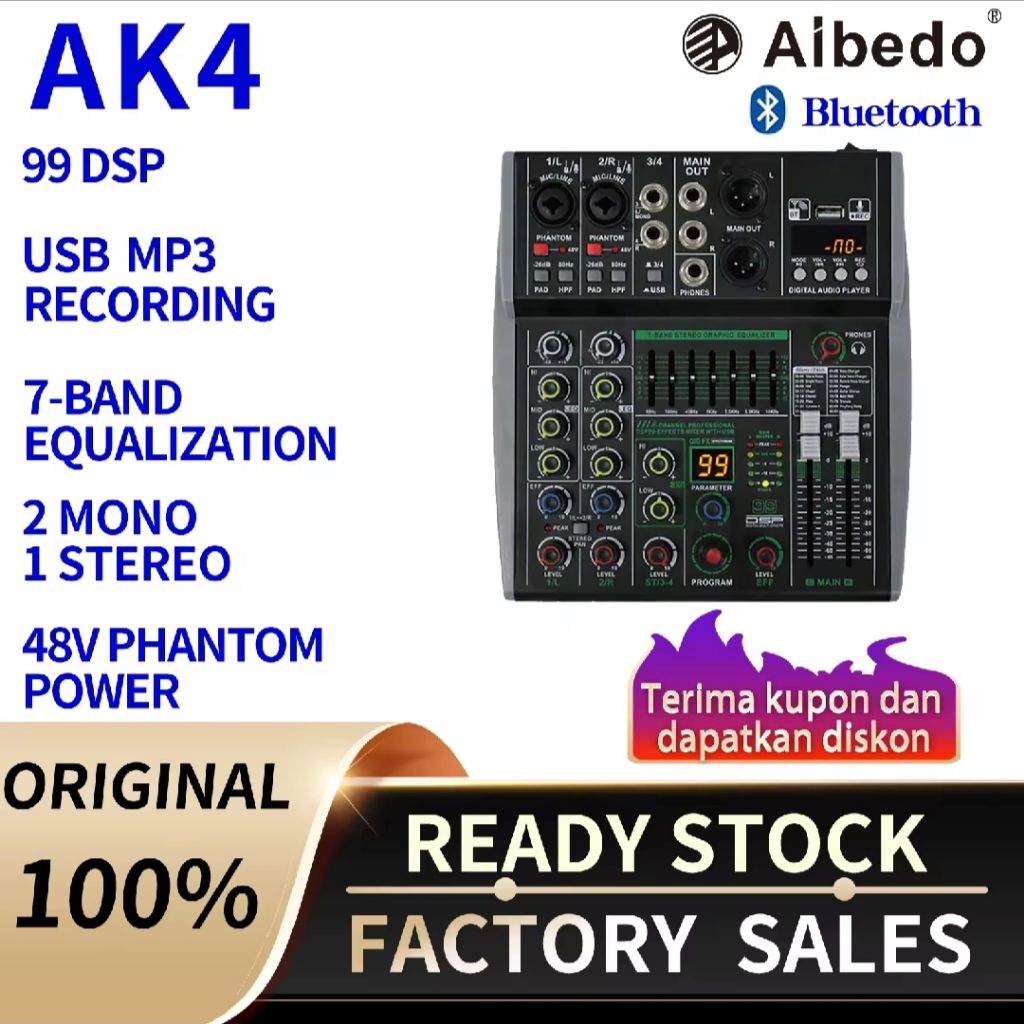 MIXER 4 CHANEL PROFESIONAL AK4 EFFECT 99DSPS