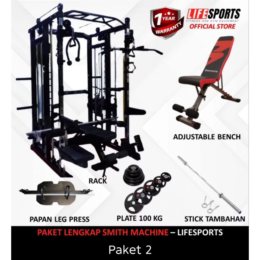 New Alat Olahraga Fitness Homegym Smith Machine Multi Magnus X5 Cable Crossover Black