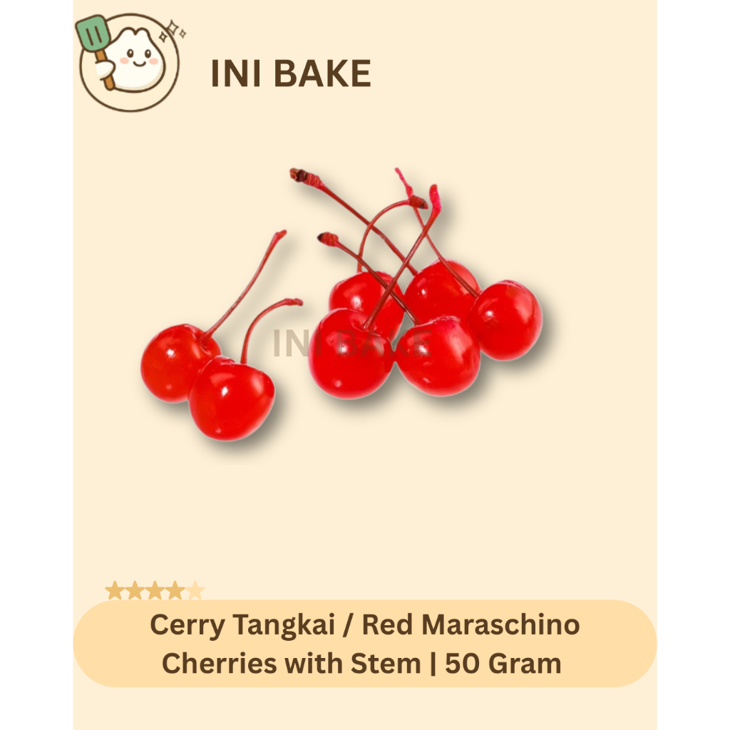 Cherry Tangkai 50 g – Hiasan Kue Merah