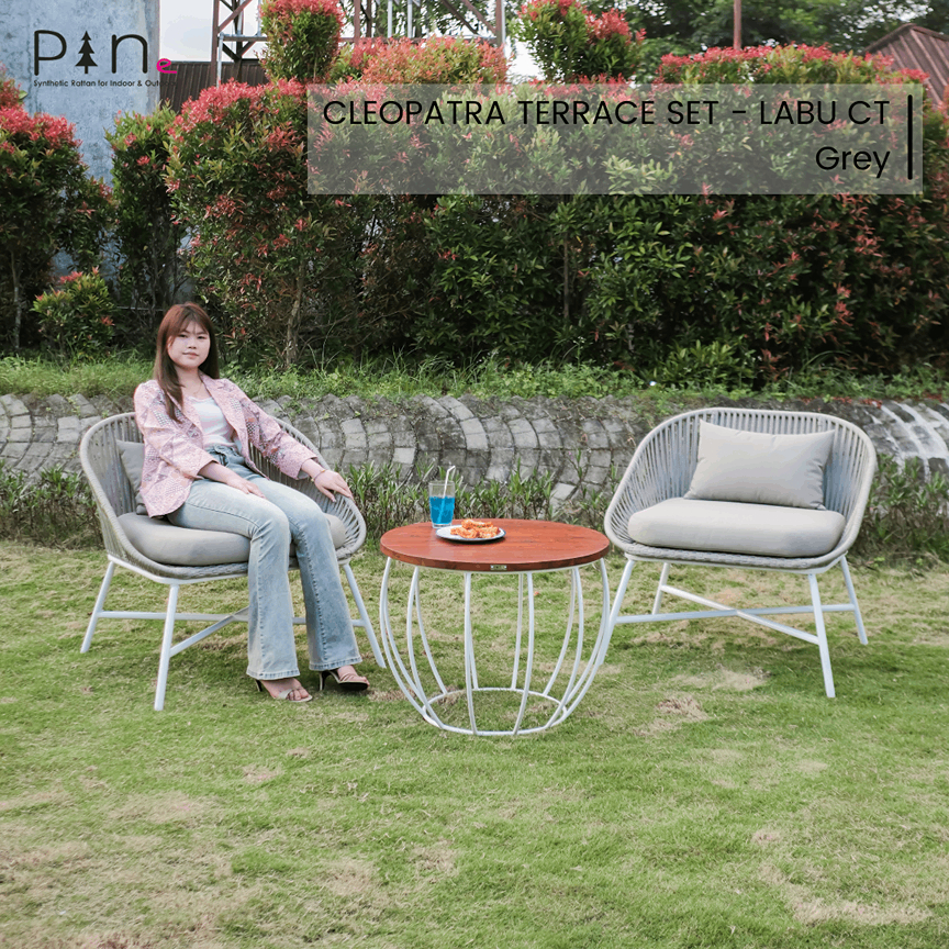 Kursi Taman Teras Set Rope Dengan Meja Bulat Minimalis Modern Cleopatra Terrace Set Labu Coffee Tabl