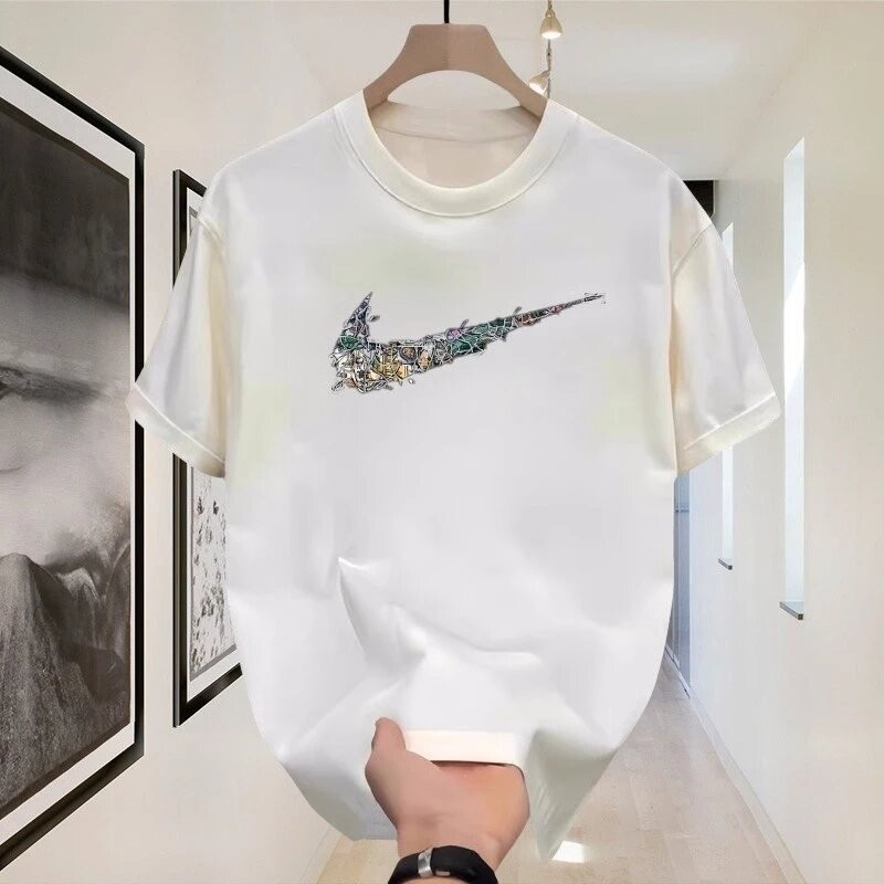 COD Kaos OOTD Pria Baju Hitam Putih dengan Logo  Kreatif  untuk  Penampilan  Harian  Stylish