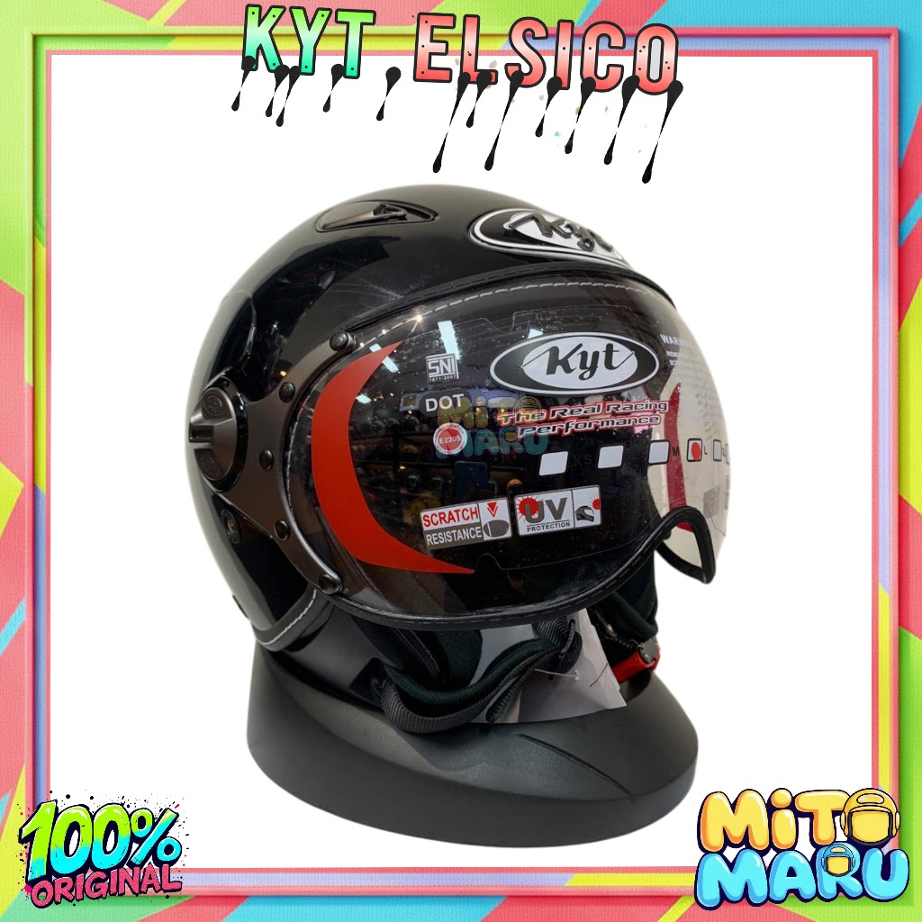 HELM KYT ELSICO SOLID BLACK GLOSSY (CLEAR) ORIGINAL
