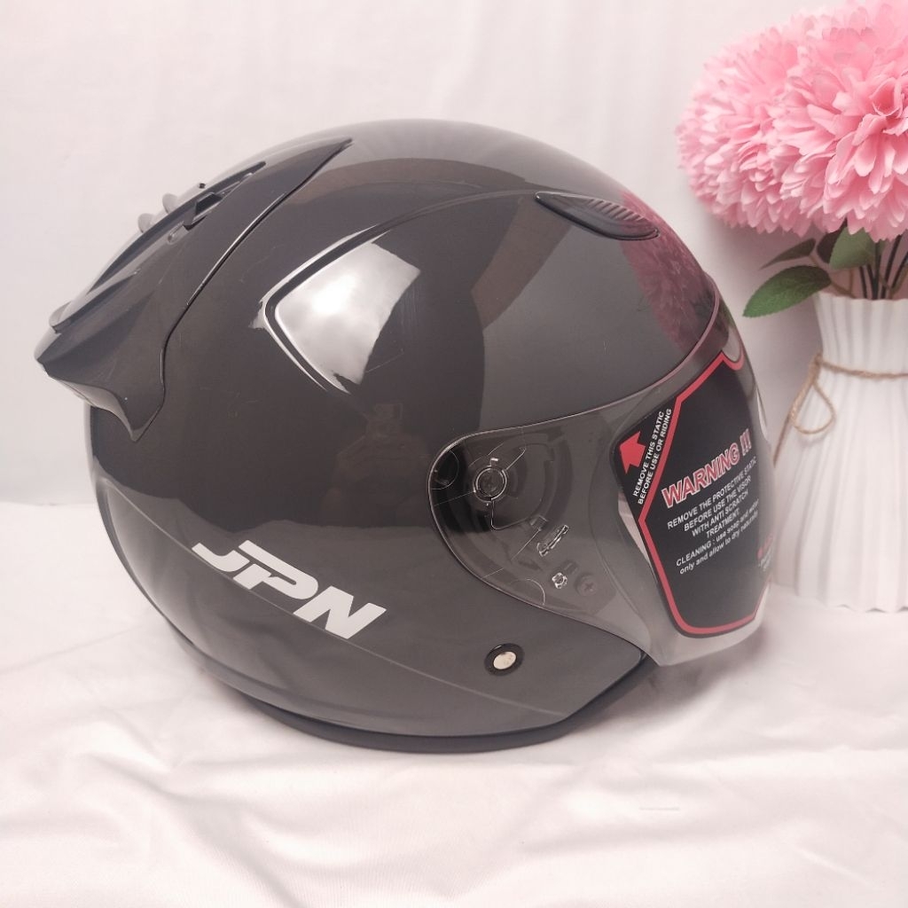 Helm JPN Galaxy Polos modern grey / Helm Half Face JPN Galaxy polos murah / helm half face murah Mer
