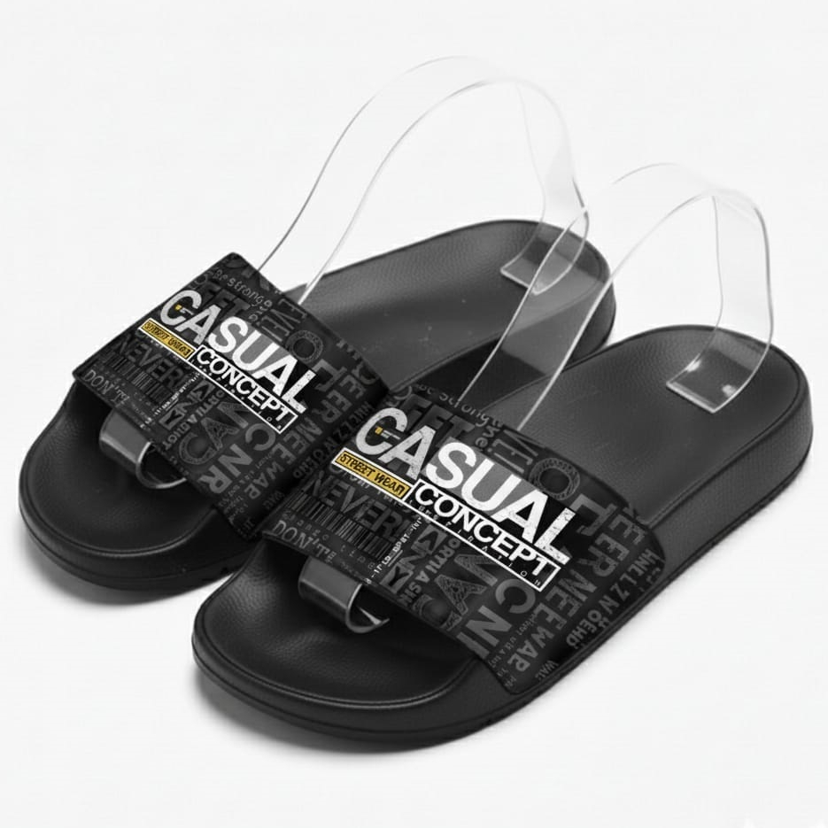 Sandal Slop Pria Kekinian Casual / Sandal Slop Pria Casual / Sandal Slide Distro Tanpa Lem