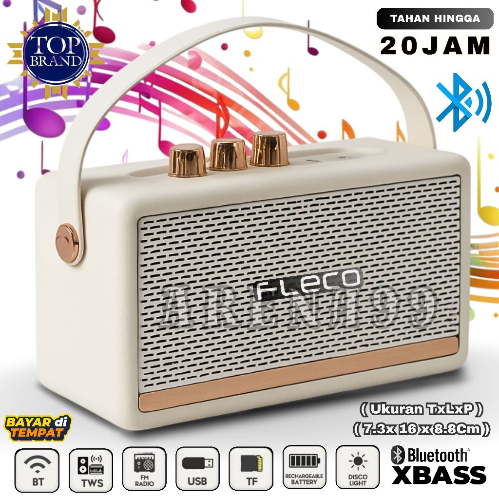 Speaker Bluetooth Subwoofer Mobil Super Bass FLECO F-4086PRO Full Bass Bluetooth-TWS-Radio FM-USB-TF