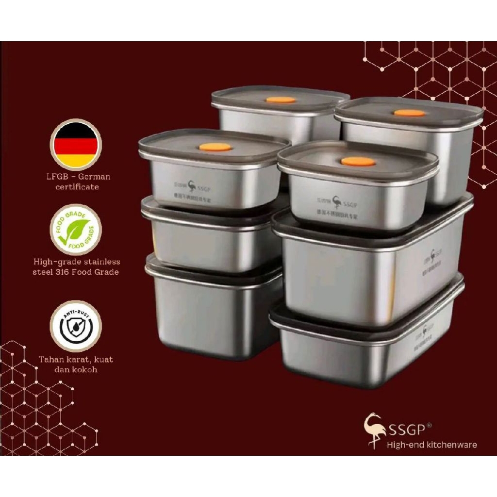 ssgp kotak makan wadah kontainer makanan stainless steel 316