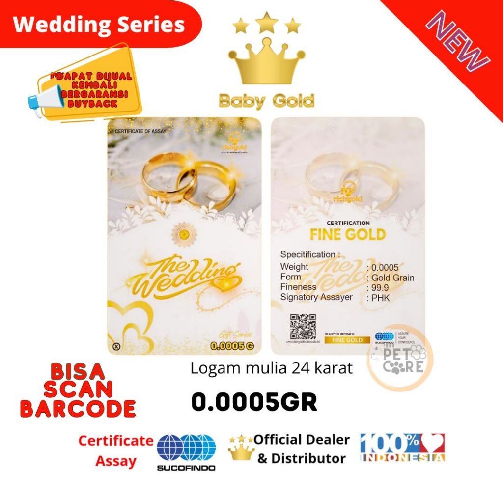 RICH GOLD WEDDING 0.0005 GRAM LOGAM MULIA EMAS MINI 24K