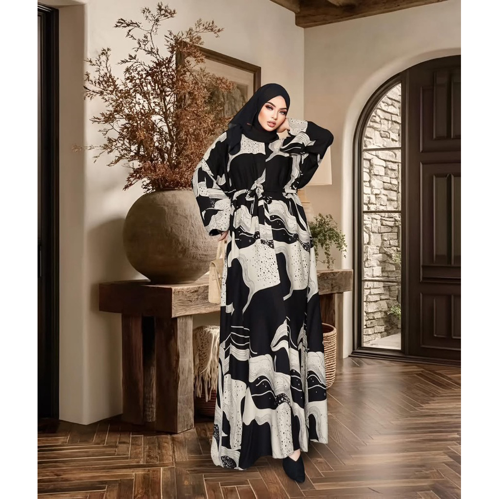 Fataya Collection El GENEVIA Abaya - Bahan Kain Cotton Viscose