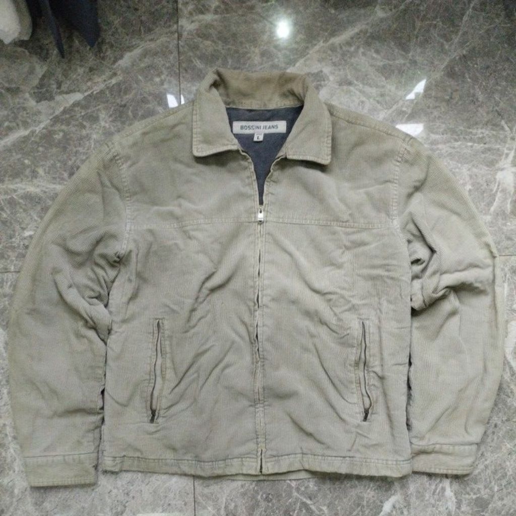 Work Jacket Bossini Jeans corduroy beige boxy fit size L Preloved